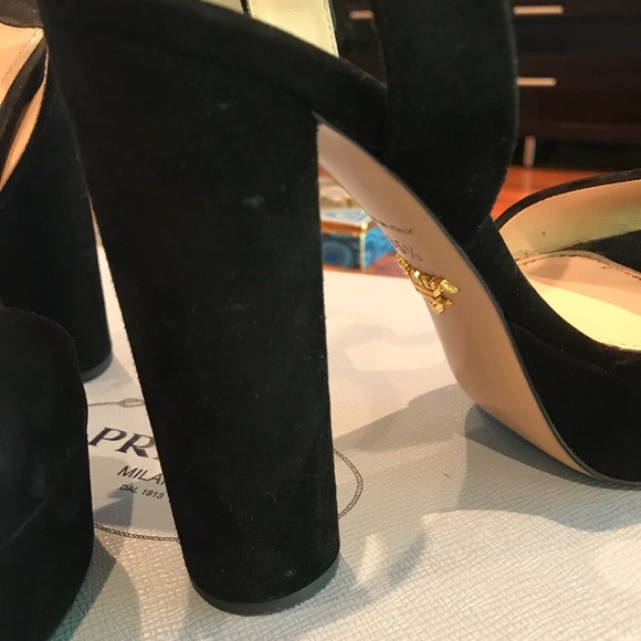 PRADA MILANO Calzarire Donna Black Block Heels - Picture 7 of 8